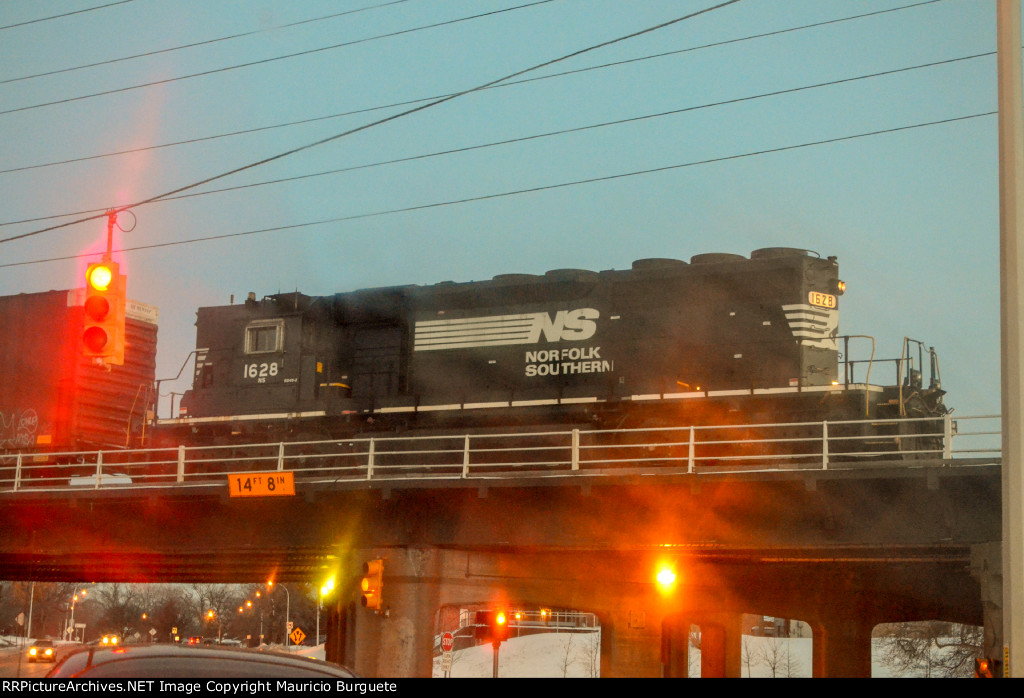 NS SD40-2 Locomotive over the bridge